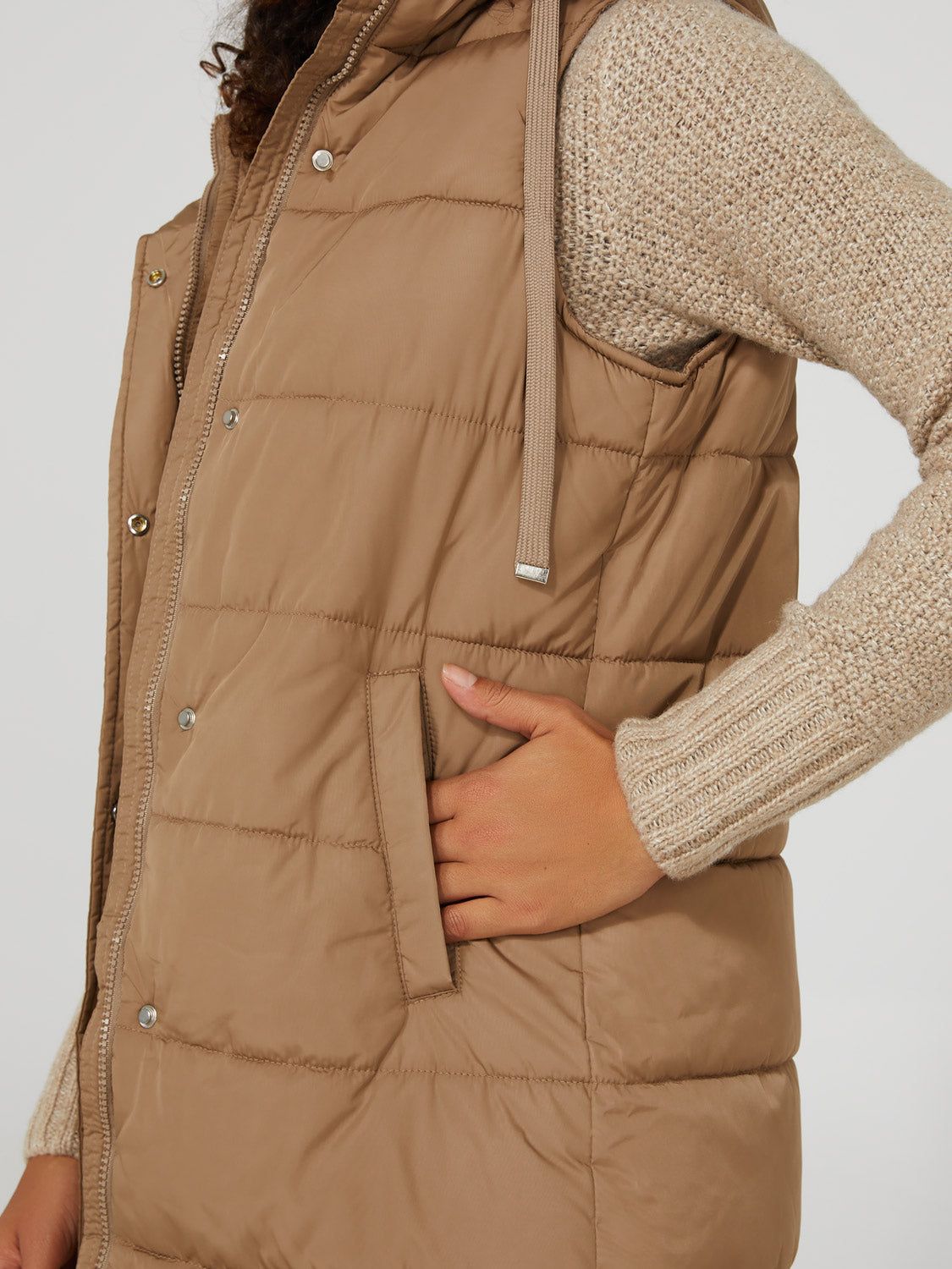 Long Puffer Vest With Hood sold by Suzy Shier product image thumbnail 5