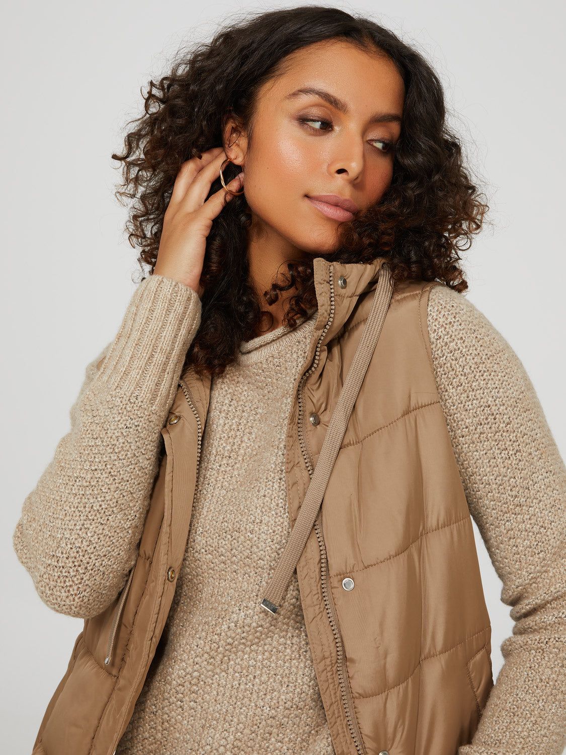 Long Puffer Vest With Hood sold by Suzy Shier product image thumbnail 2