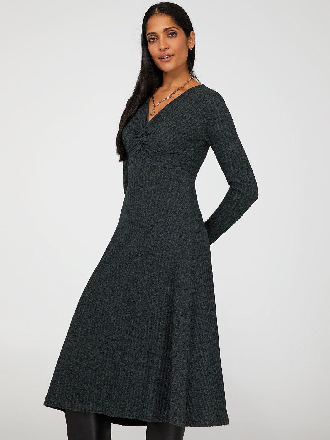 Twisted V-Neck Midi Dress sold by Suzy Shier product image thumbnail 3