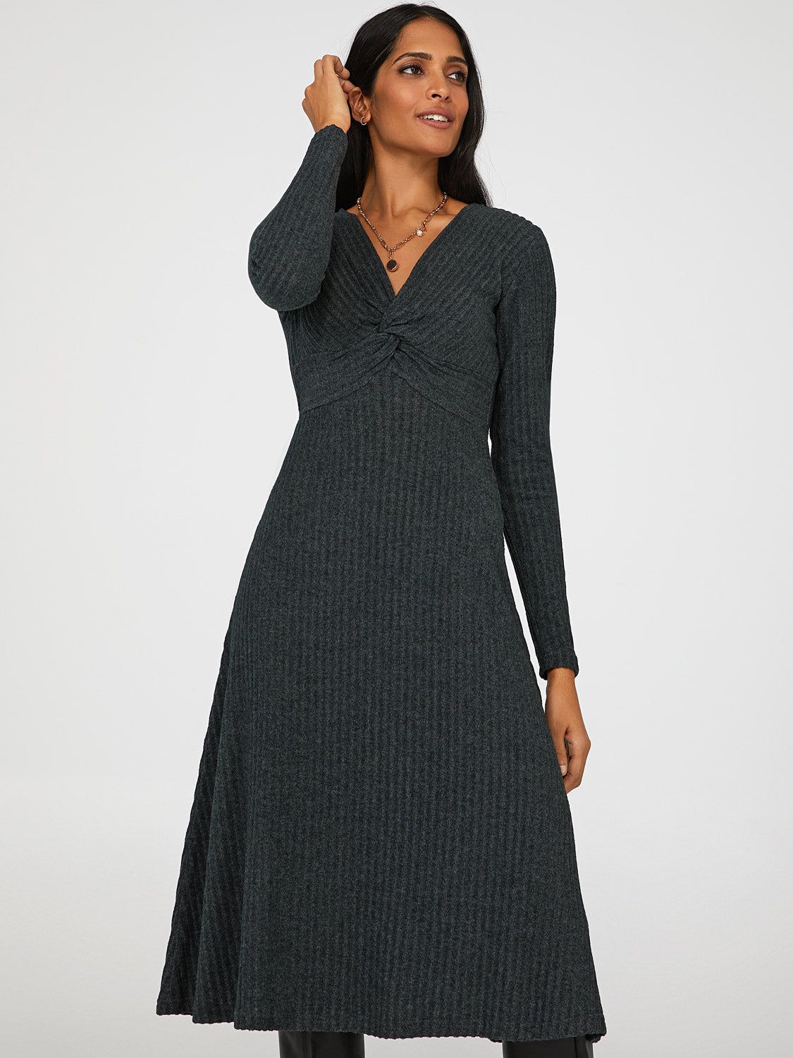 Twisted V-Neck Midi Dress sold by Suzy Shier product image thumbnail 2