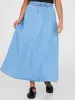 Denim Drawstring A-Line Midi Skirt sold by Suzy Shier