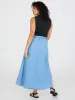 Denim Drawstring A-Line Midi Skirt sold by Suzy Shier