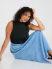 Denim Drawstring A-Line Midi Skirt sold by Suzy Shier