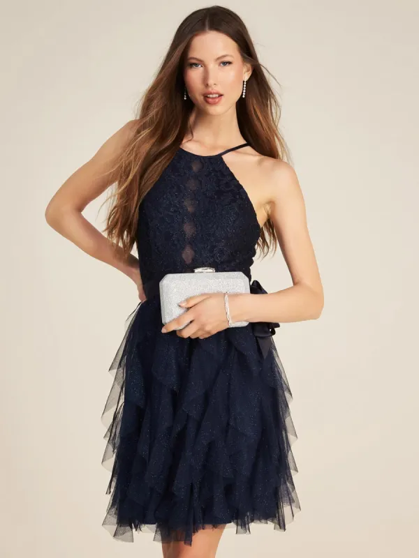 Geometric Glitter Mesh Minaudiere sold by Suzy Shier