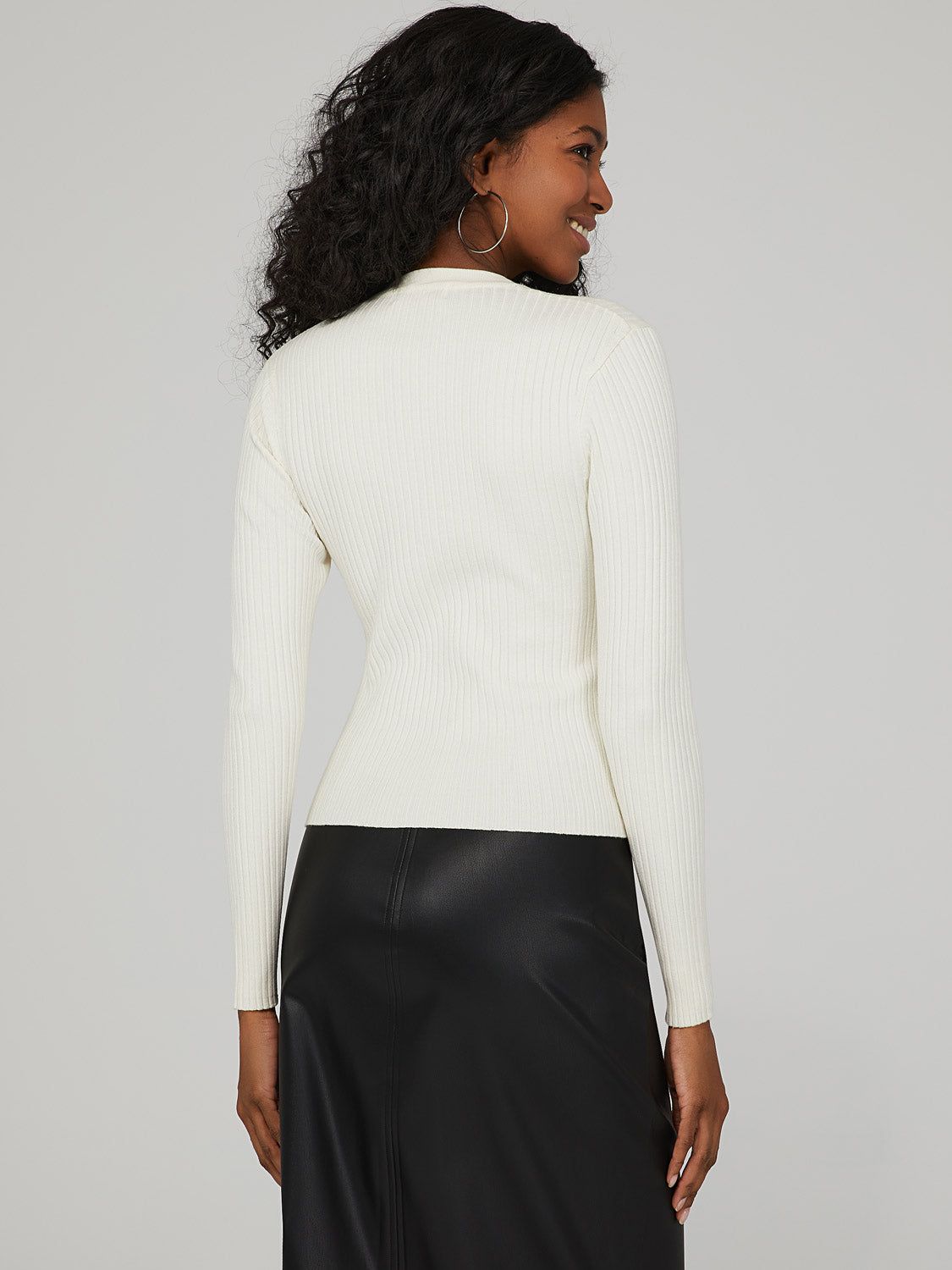 Ribbed V-Neck Cardigan sold by Suzy Shier product image thumbnail 4