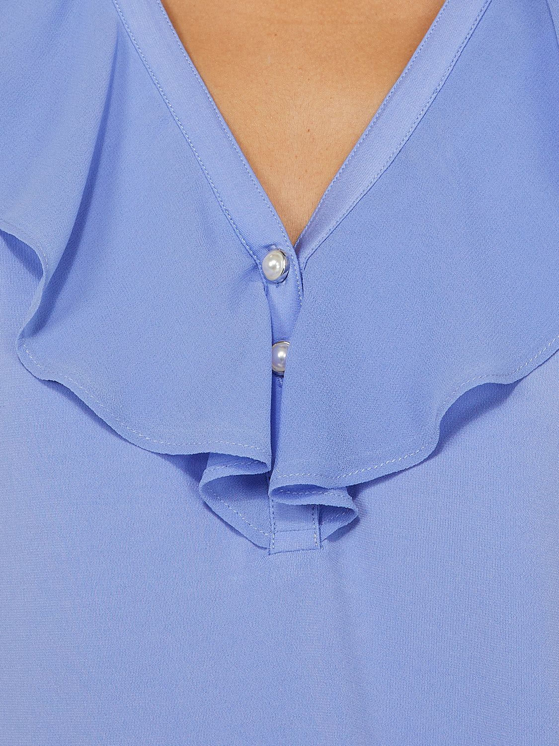 Ruffled Chiffon V-Neck Top sold by Suzy Shier product image thumbnail 4