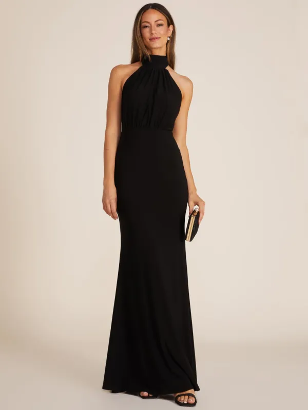 Ruched Halter Neck Gown sold by Suzy Shier