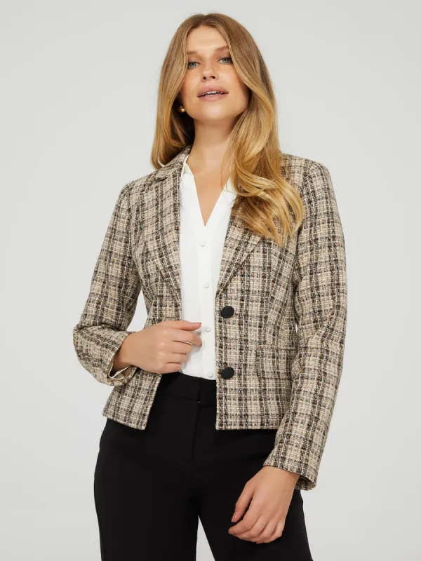 2-Button Plaid Boucle Blazer sold by Suzy Shier