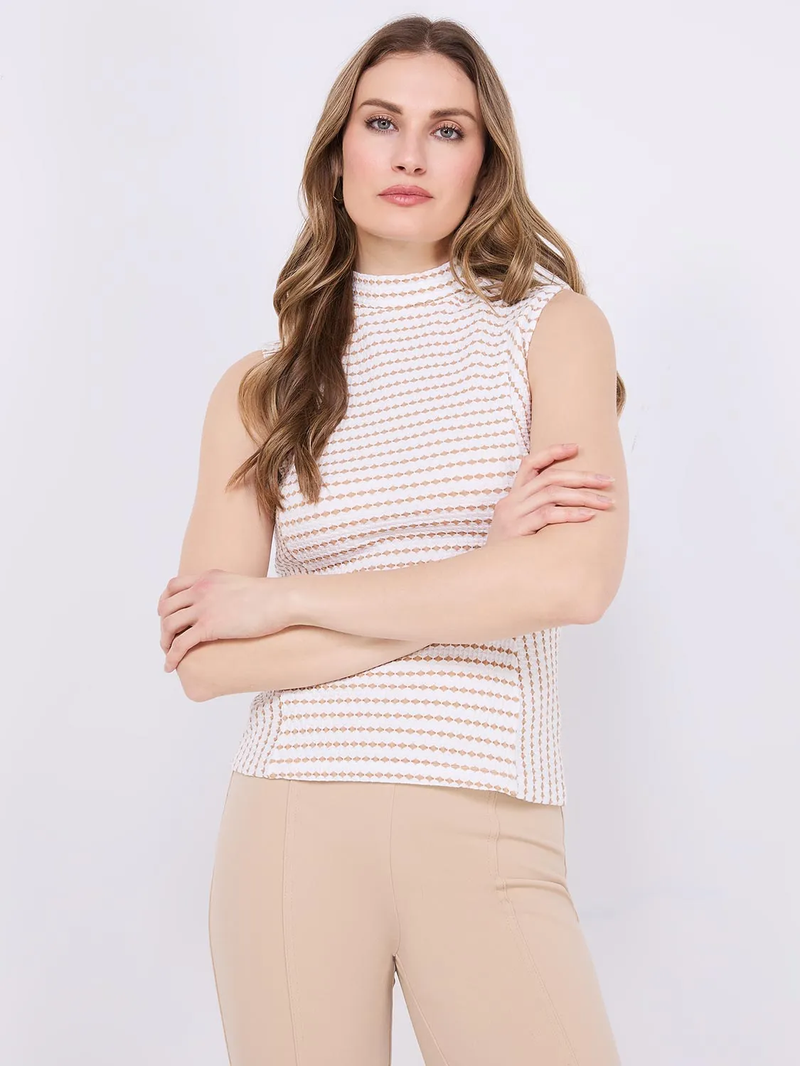 Textured Sleeveless Mock Neck Top sold by Suzy Shier