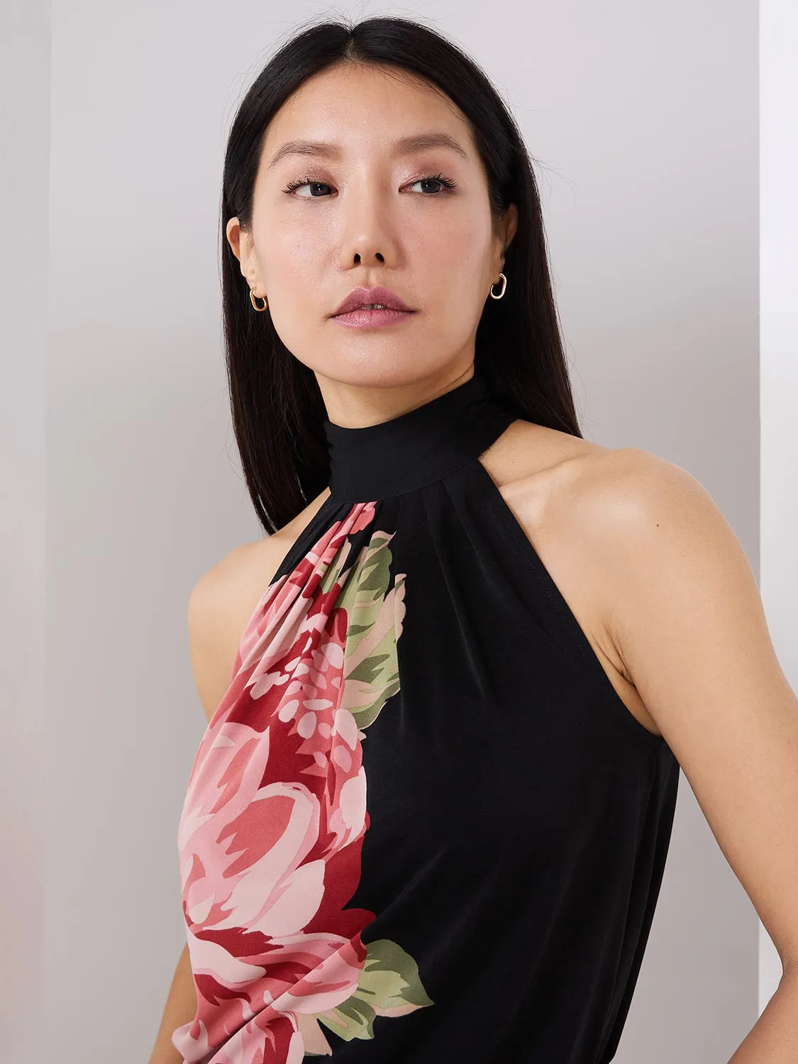 Floral Placement Mock Neck Halter Top sold by Suzy Shier product image thumbnail 3