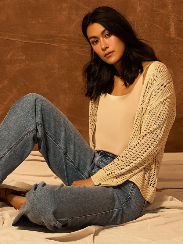 Metallic Pointelle Knit Bolero sold by Suzy Shier