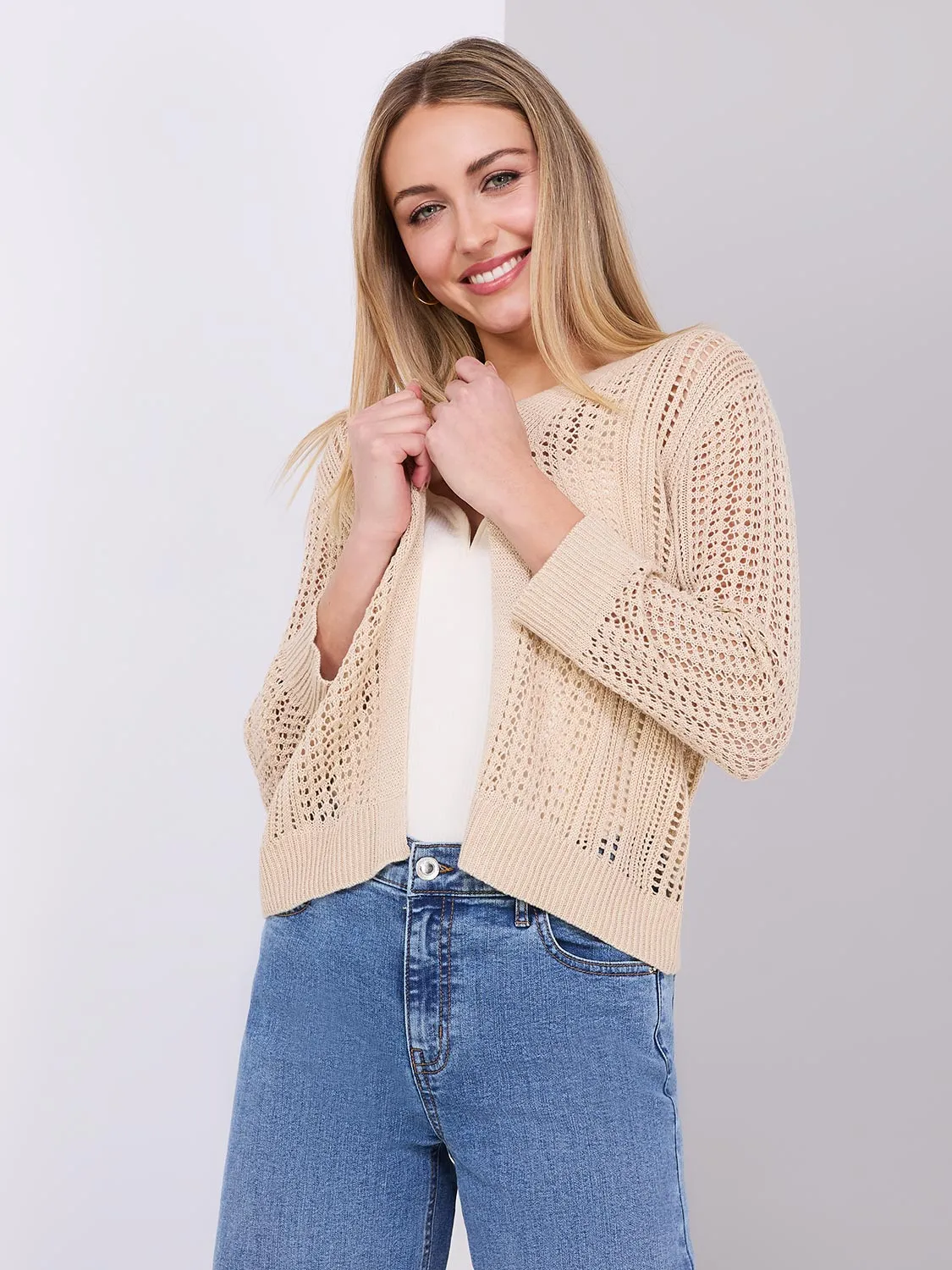 Metallic Pointelle Knit Bolero sold by Suzy Shier product image thumbnail 4