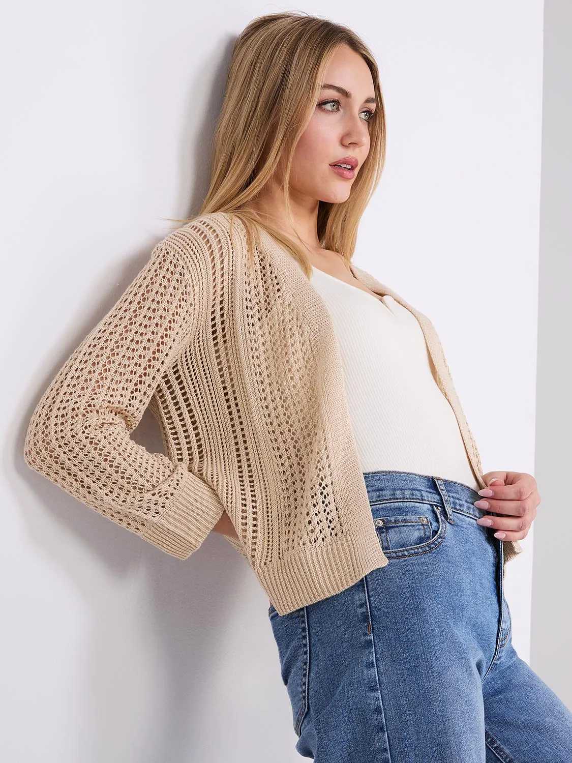 Metallic Pointelle Knit Bolero sold by Suzy Shier product image thumbnail 2