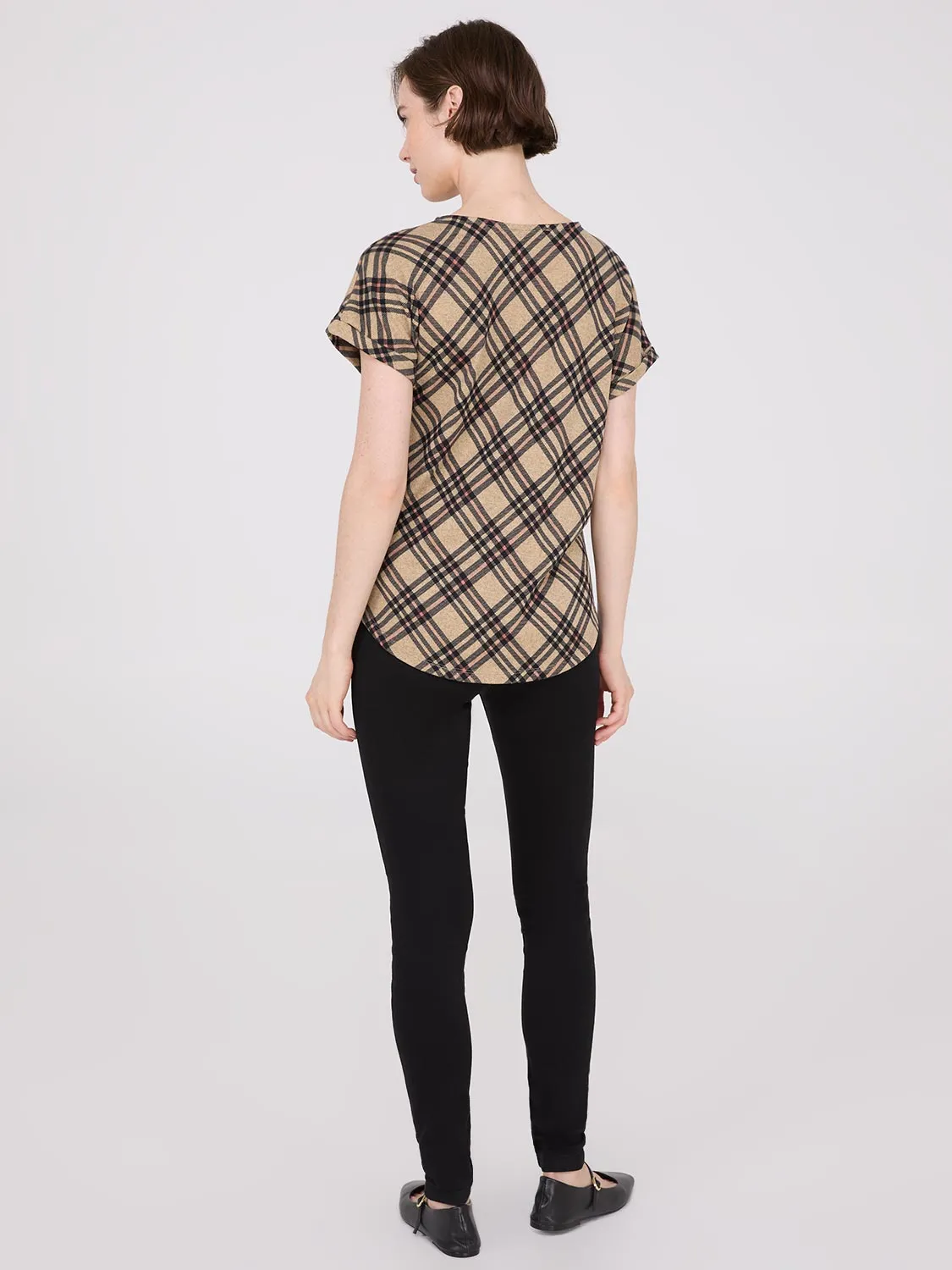 Plaid Cuffed Dolman Sleeve T-Shirt sold by Suzy Shier product image thumbnail 4