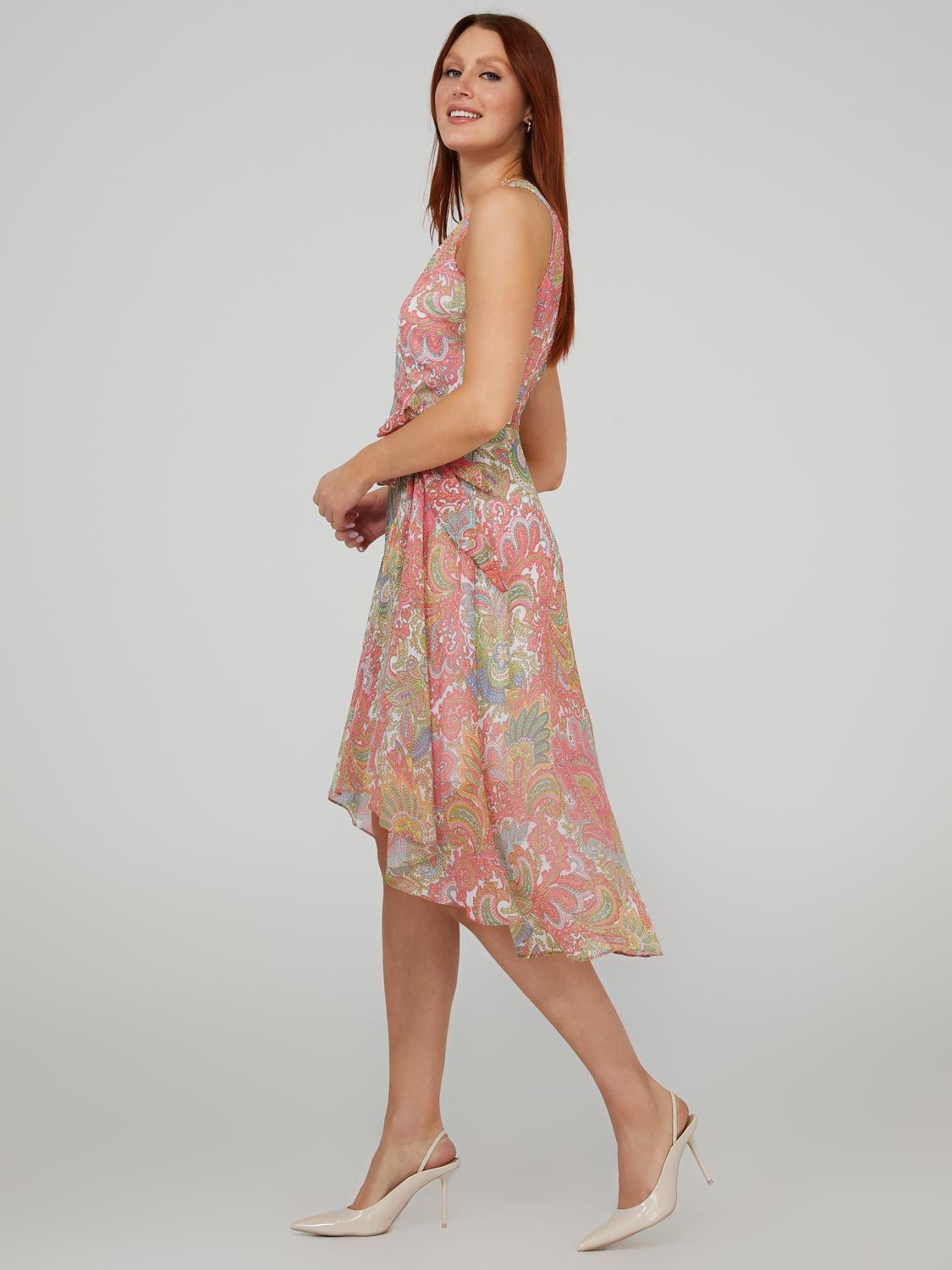Paisley Print Cross-Front High-Low Midi Dress sold by Suzy Shier product image thumbnail 3