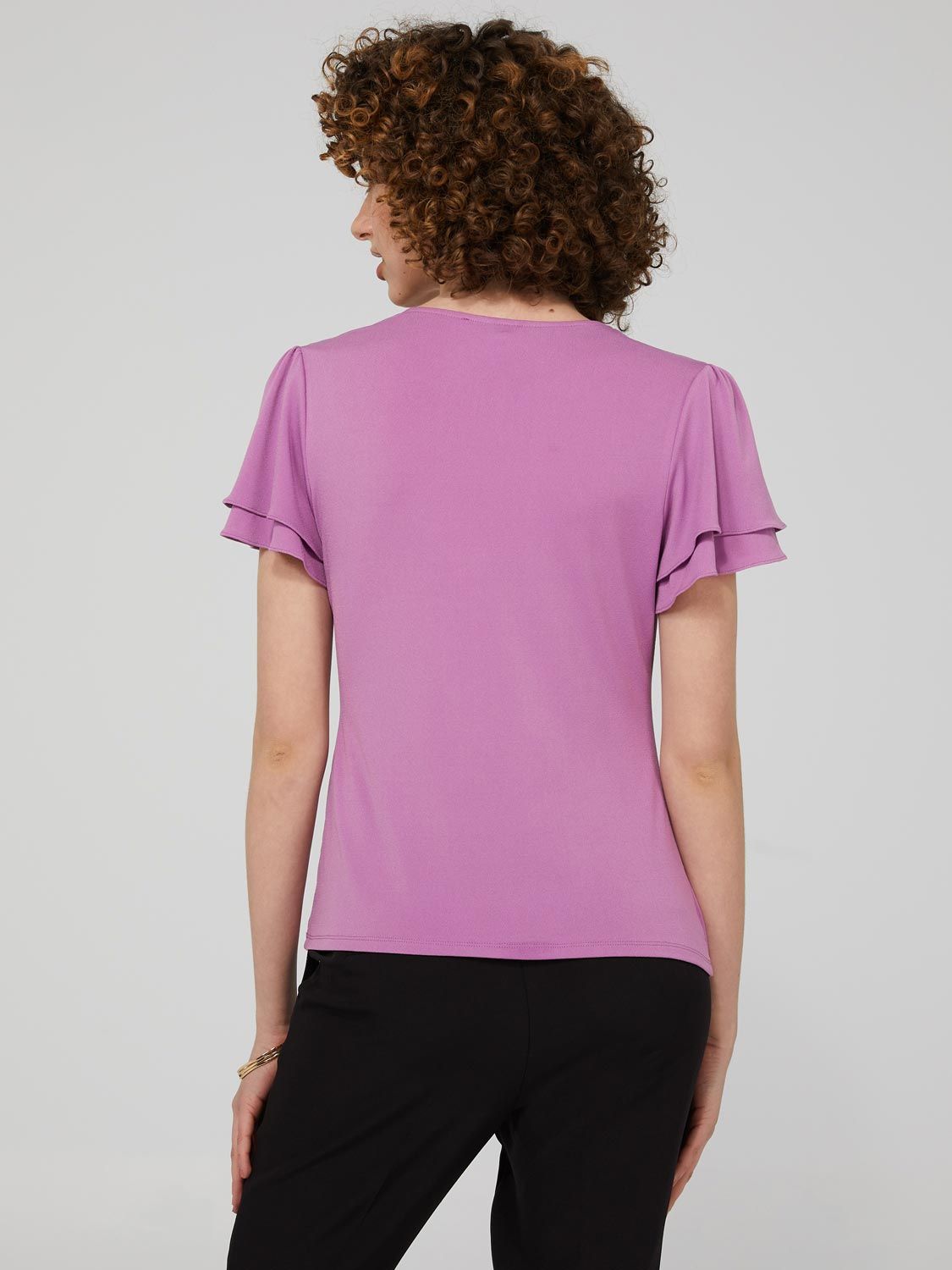 Double Flutter Sleeve V-Neck Top sold by Suzy Shier product image thumbnail 5