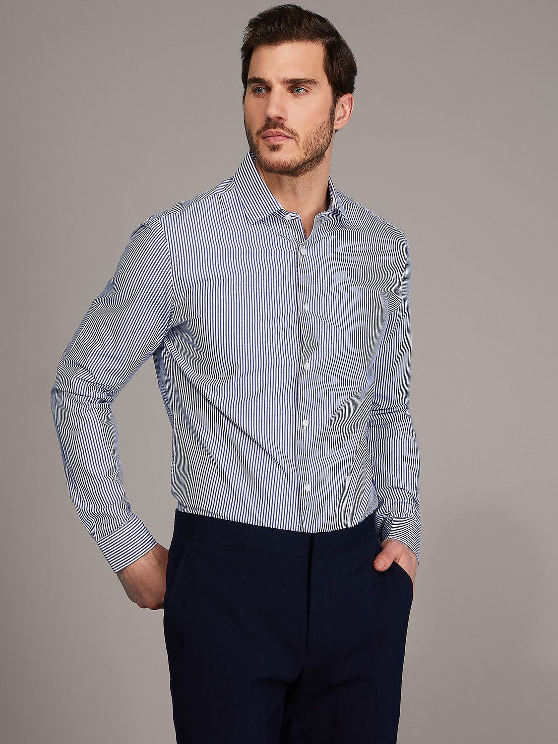 Striped Slim Fit Dress Shirt sold by Suzy Shier product image thumbnail 4