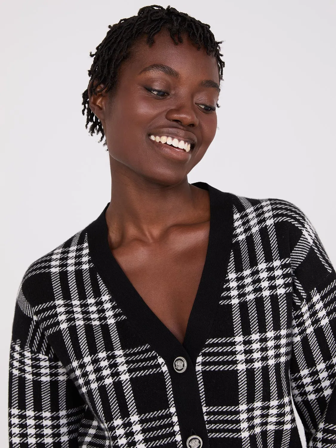 Plaid V-Neck Knit Cardigan sold by Suzy Shier product image thumbnail 2