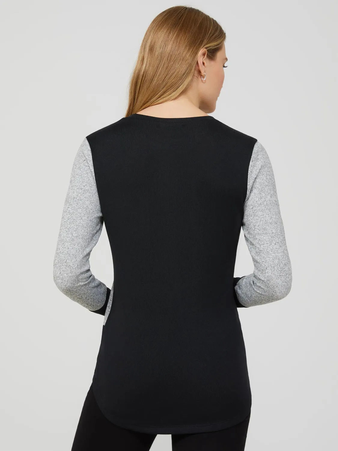 Long Sleeve Colour Block Crew Neck Top sold by Suzy Shier product image thumbnail 5