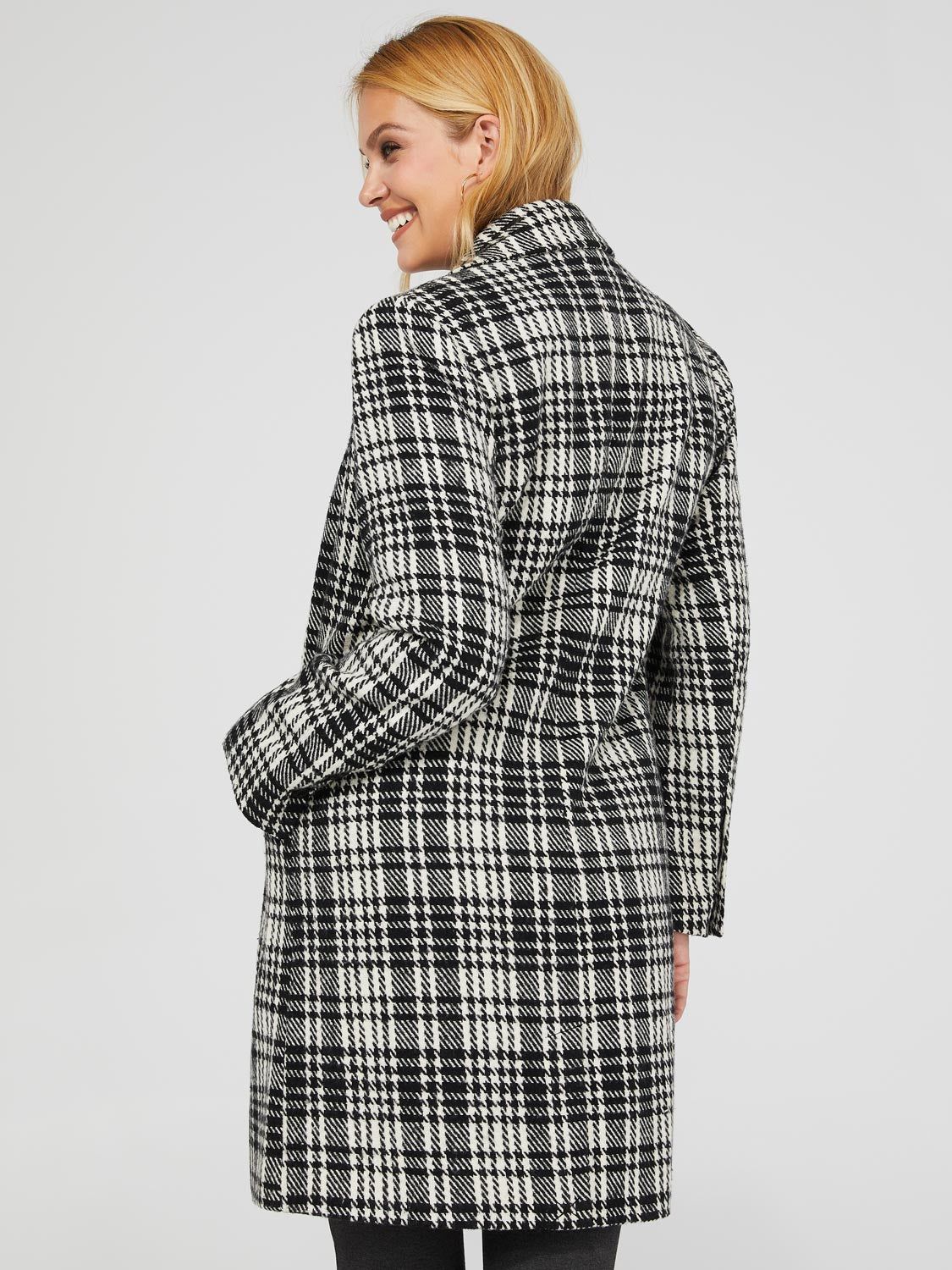 Plaid Single-Breasted Car Coat With Welt Pockets sold by Suzy Shier product image thumbnail 5