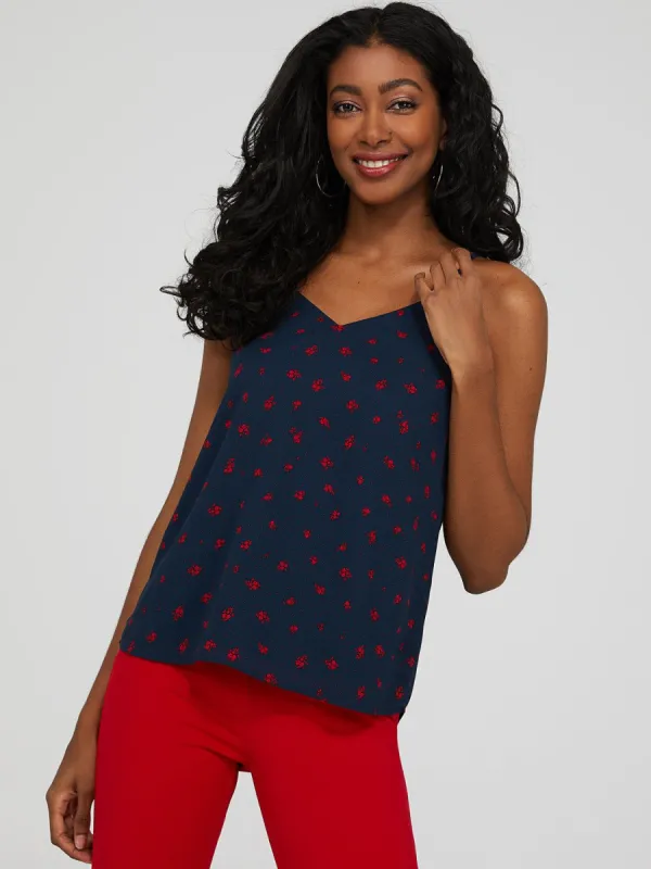 Spaghetti Strap Floral Print V-Neck Top sold by Suzy Shier