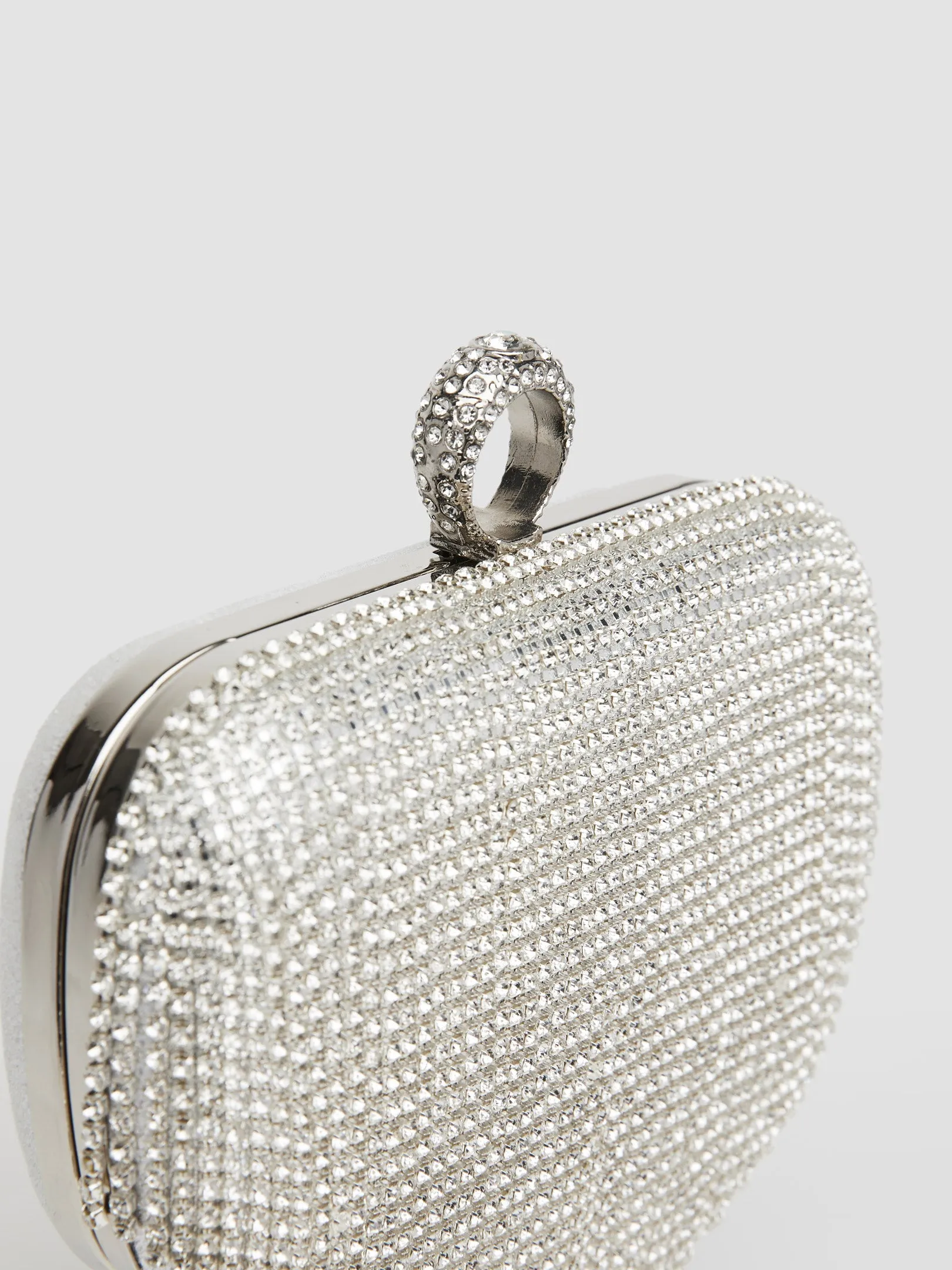 Rhinestone Minaudiere With Fringe & Ring Closure sold by Suzy Shier product image thumbnail 3