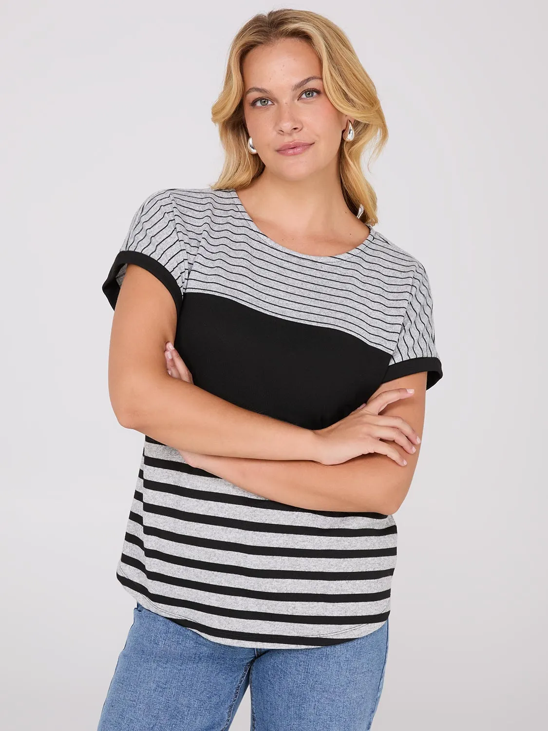 Colour Block Striped Dolman Sleeve Top sold by Suzy Shier product image thumbnail 2