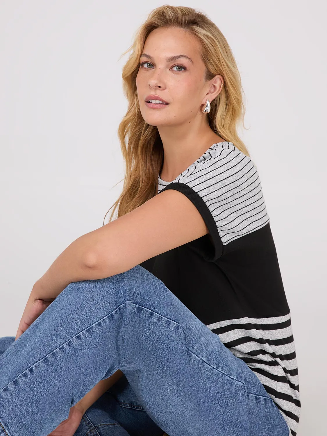 Colour Block Striped Dolman Sleeve Top sold by Suzy Shier