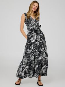 Palm Leaf Print Crinkle 2-Tier Maxi Dress sold by Suzy Shier