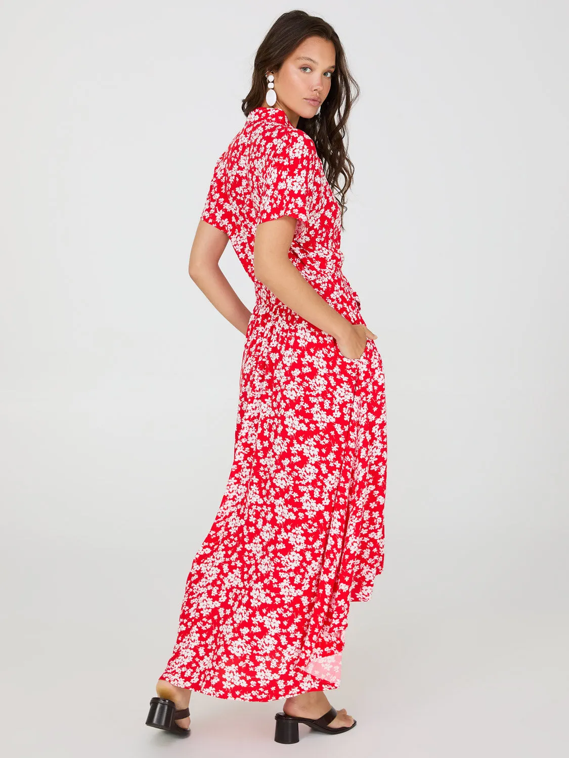 Ditsy Floral Print High-Low Maxi Shirt Dress sold by Suzy Shier product image thumbnail 4