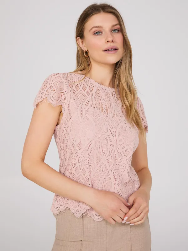Sweetheart Neckline Top With Scallop Details sold by Suzy Shier