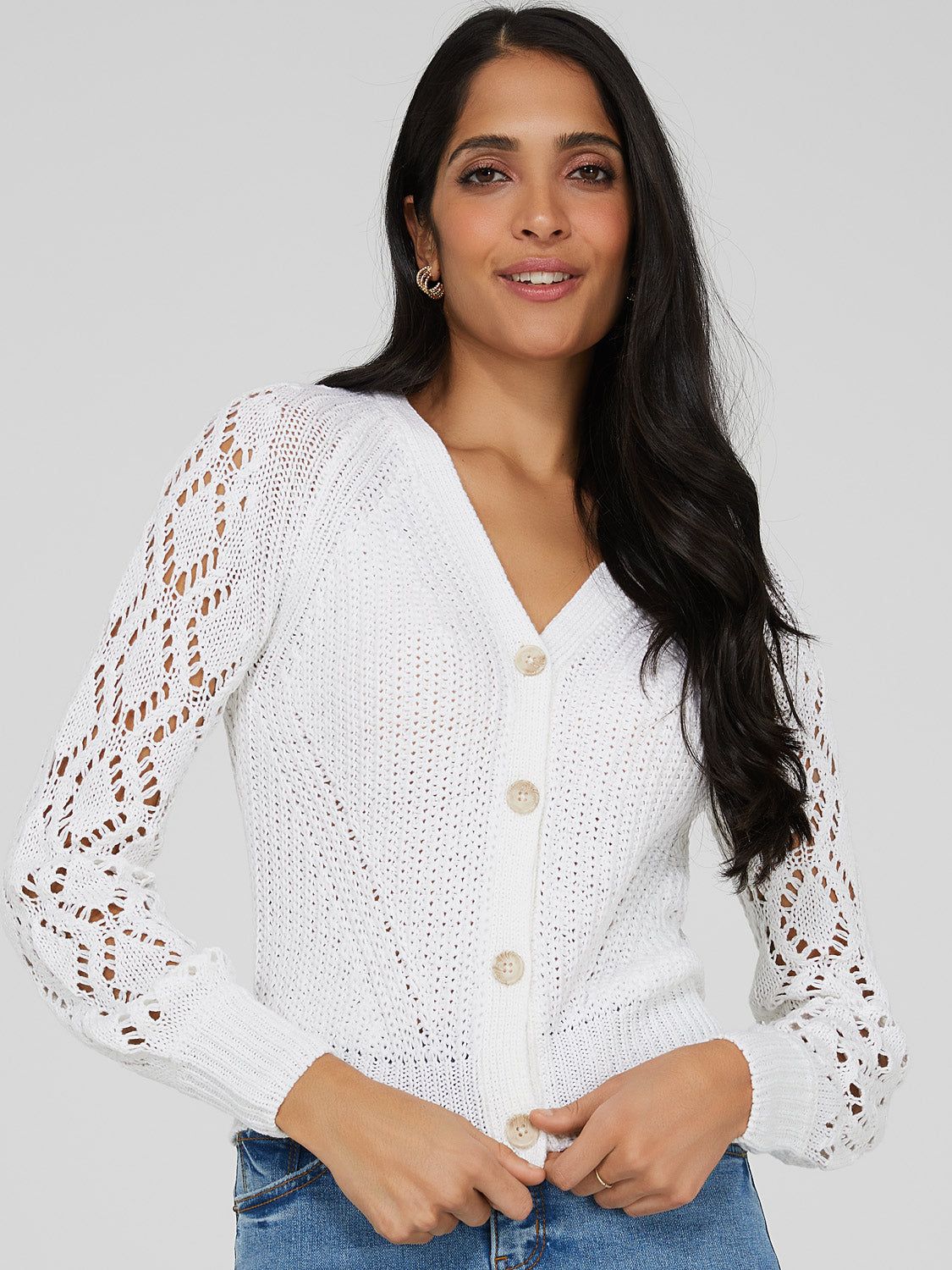 V-Neck Crochet Cardigan sold by Suzy Shier product image thumbnail 8