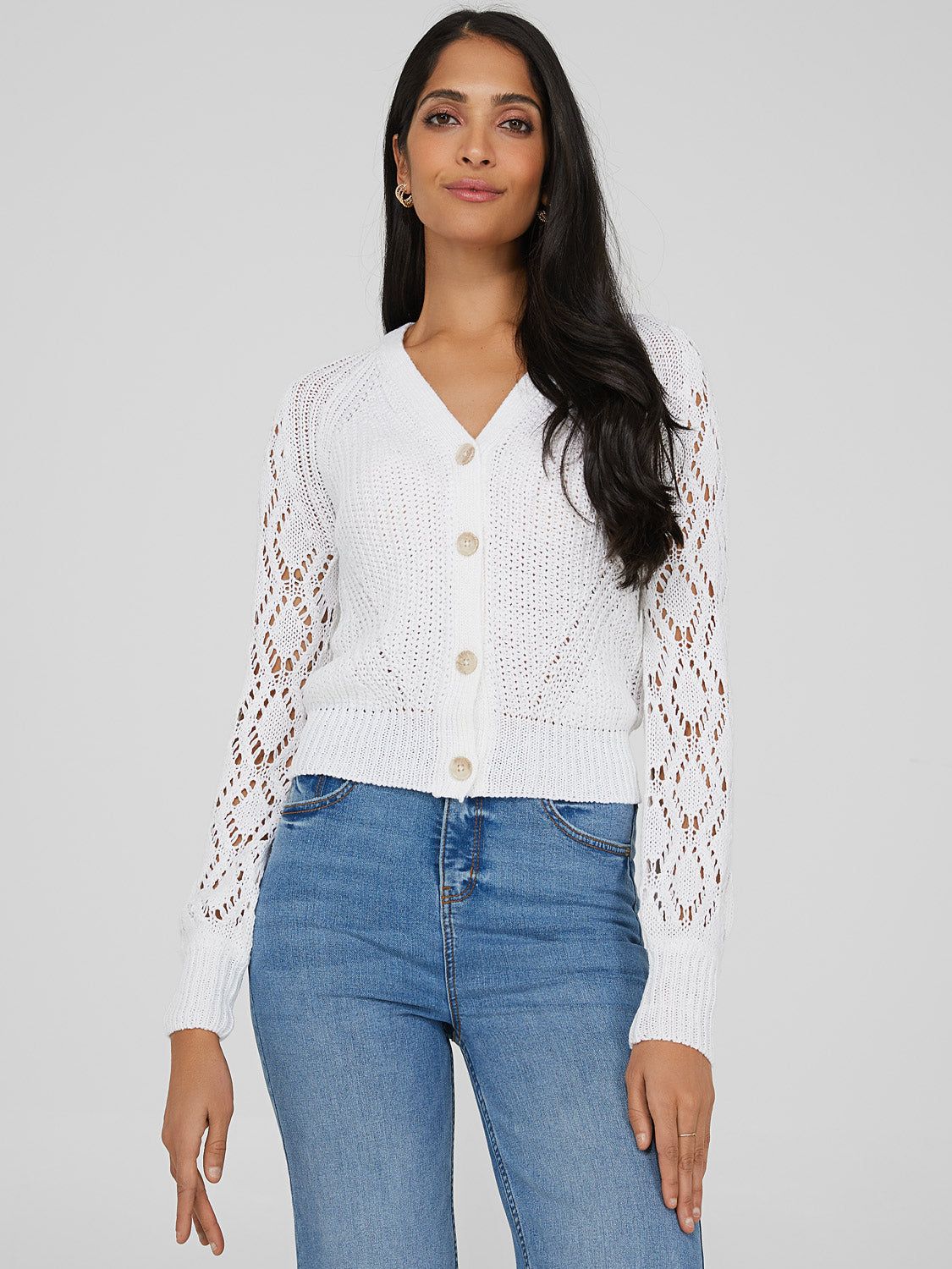 V-Neck Crochet Cardigan sold by Suzy Shier product image thumbnail 9