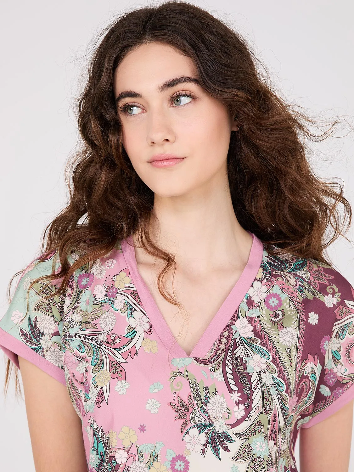 Paisley Print Short Dolman Sleeve Top sold by Suzy Shier product image thumbnail 3