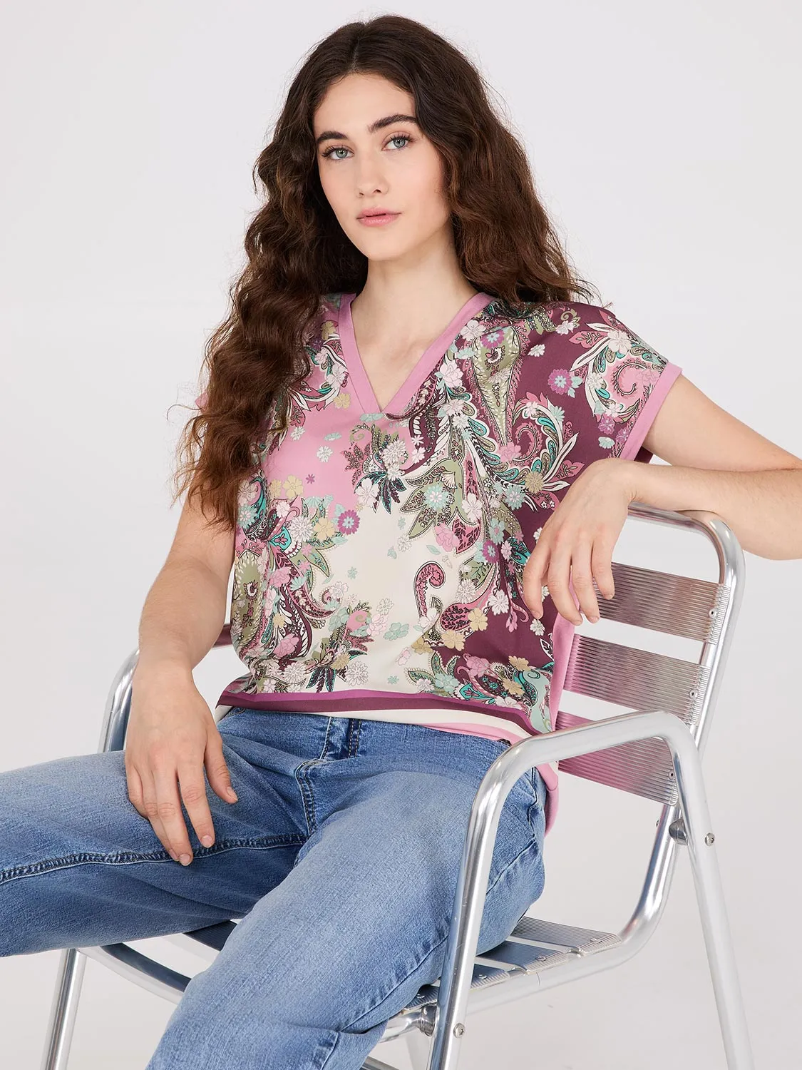 Paisley Print Short Dolman Sleeve Top sold by Suzy Shier product image thumbnail 4