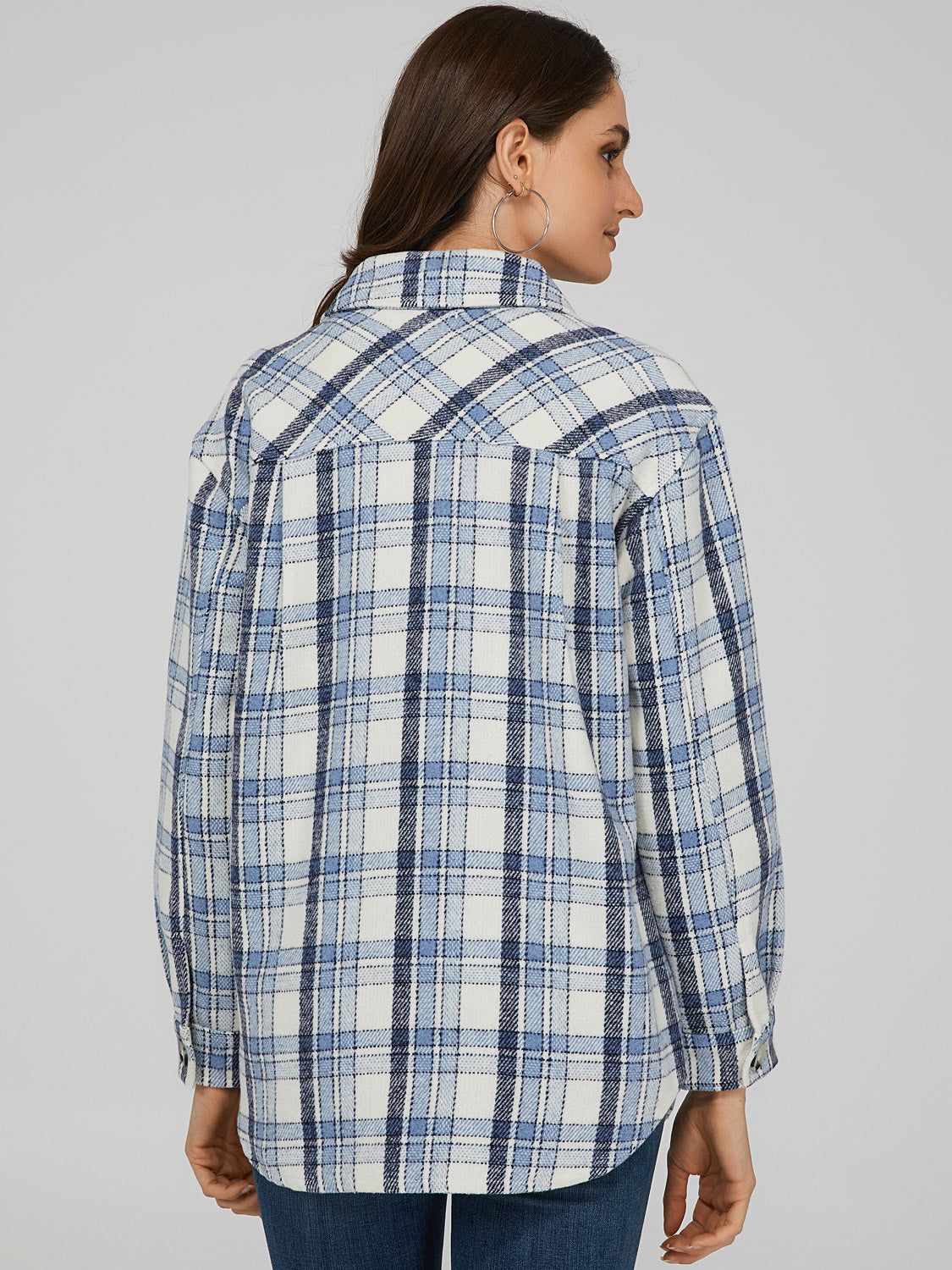 Plaid Button-Front Shacket sold by Suzy Shier product image thumbnail 4