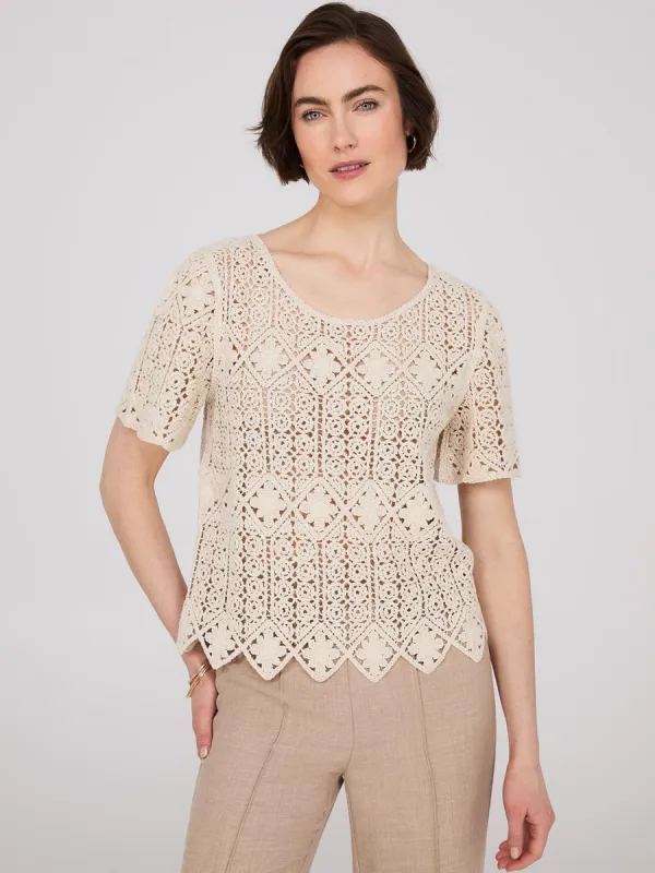 Short Sleeve Crochet T-Shirt sold by Suzy Shier