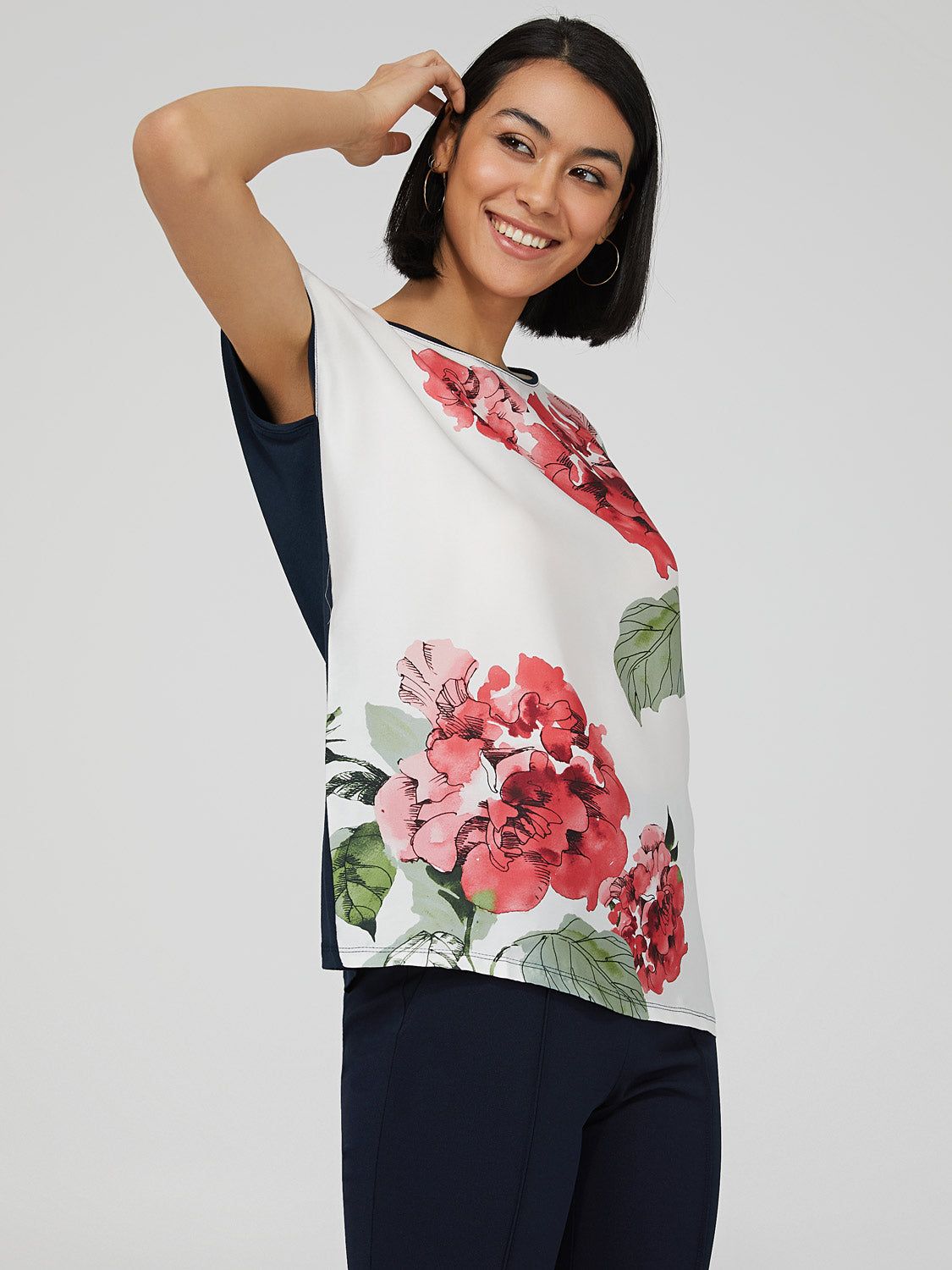 Floral Short Dolman Sleeve Top sold by Suzy Shier