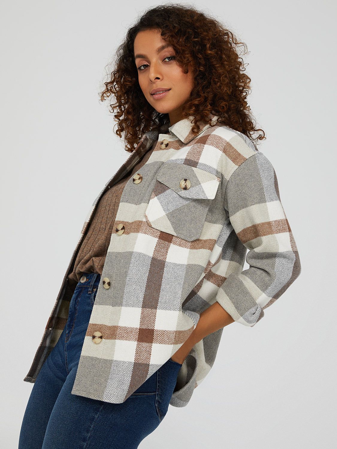 Plaid Shirt Jacket sold by Suzy Shier product image thumbnail 2