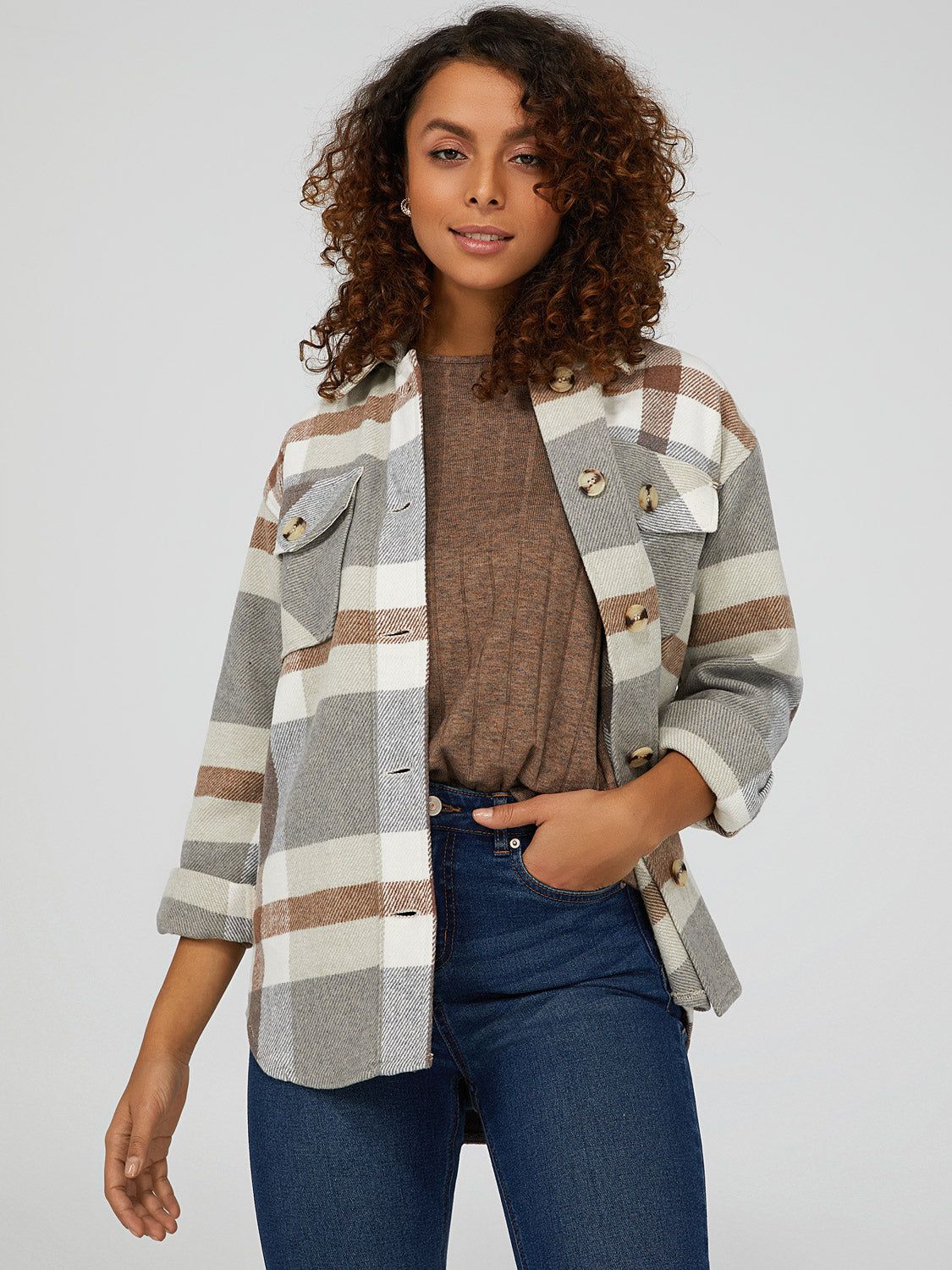 Plaid Shirt Jacket sold by Suzy Shier product image thumbnail 4