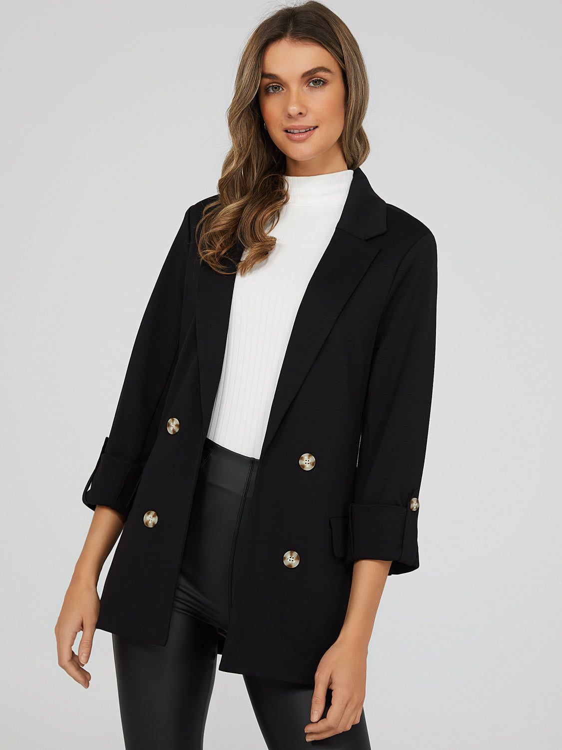 Notched Collar Blazer sold by Suzy Shier