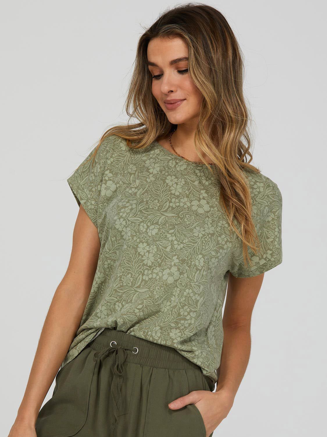 Printed Cuffed Dolman Sleeve T-Shirt sold by Suzy Shier product image thumbnail 2