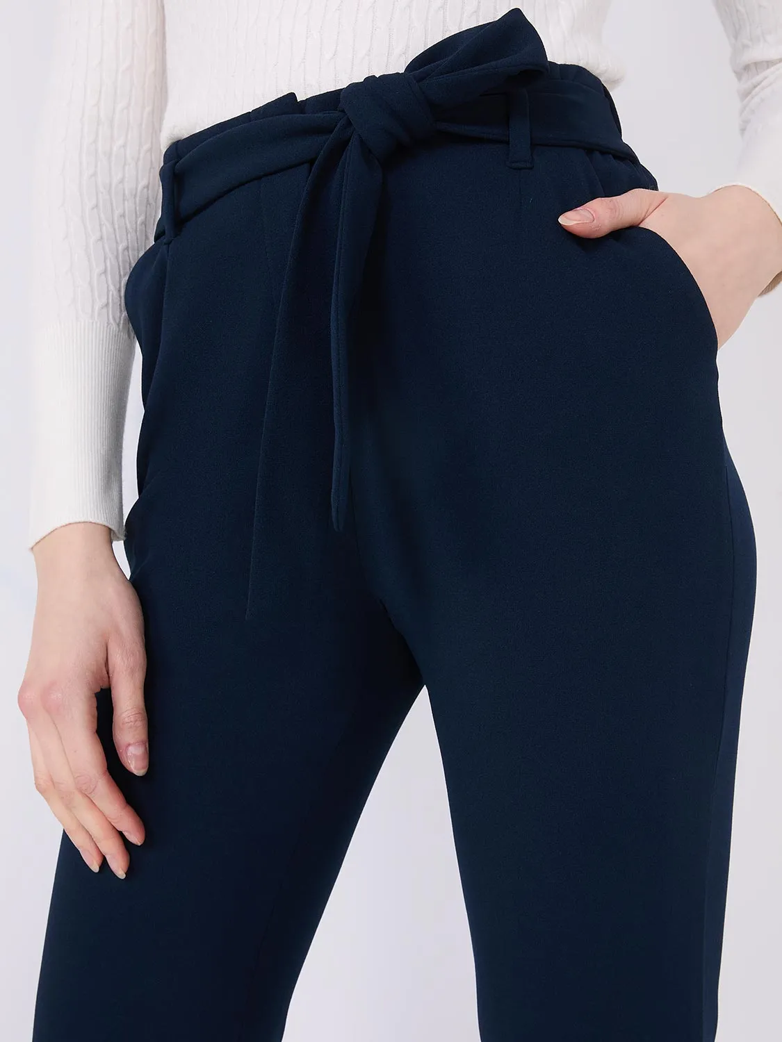 Crepe High-Waisted Sash Belt Pants sold by Suzy Shier product image thumbnail 3