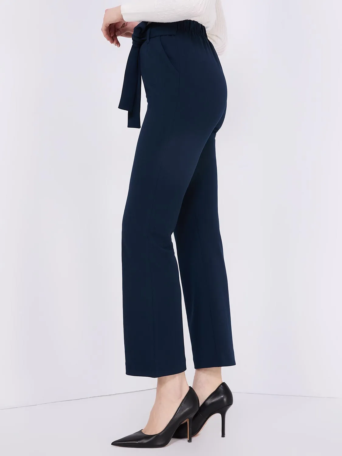 Crepe High-Waisted Sash Belt Pants sold by Suzy Shier product image thumbnail 4