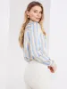 Multi Colour Striped Satin Button-Front Blouse sold by Suzy Shier