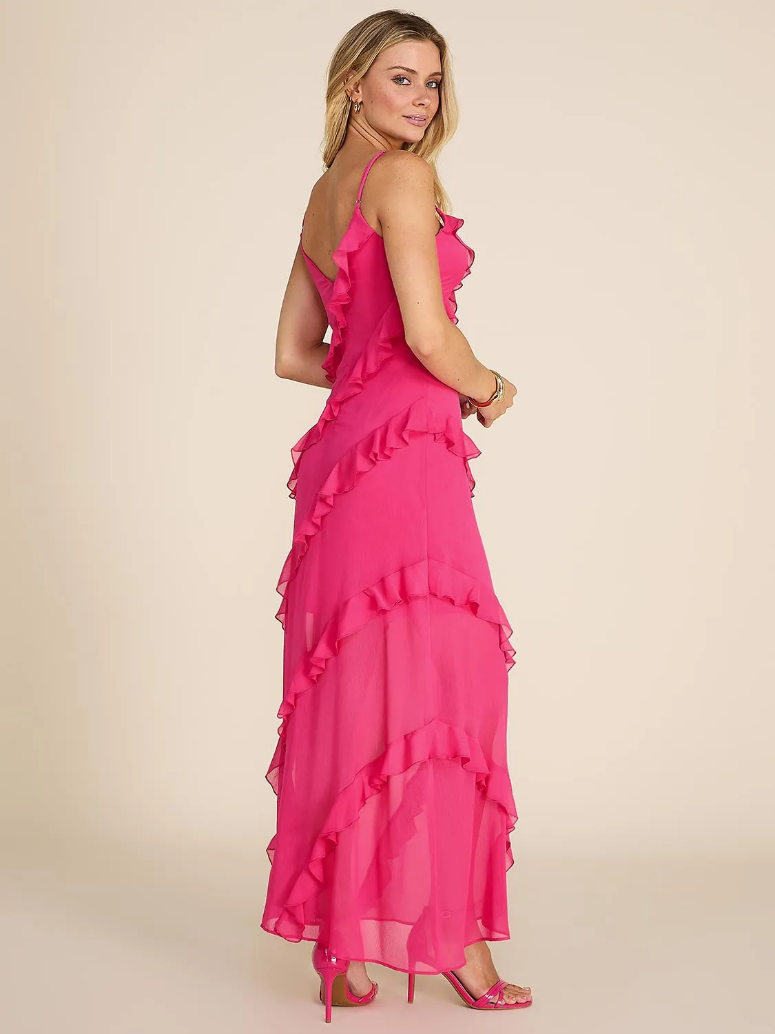 V-Neck Allover Ruffle Gown sold by Suzy Shier product image thumbnail 3