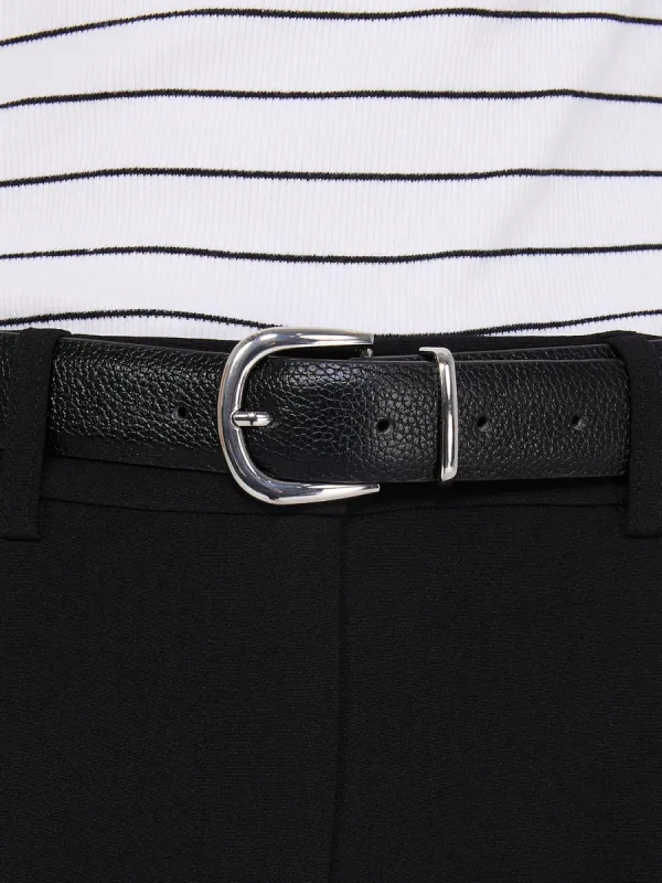 Faux Leather Belt With Silver Buckle sold by Suzy Shier