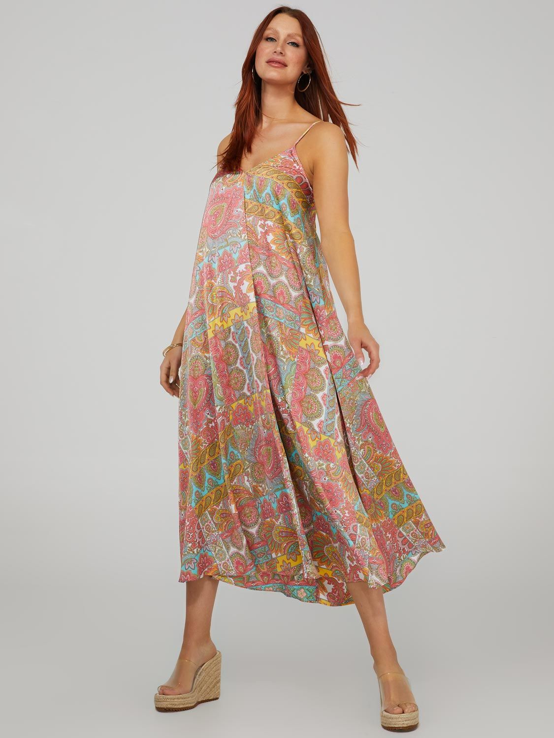 Paisley Print Satin V-Neck Maxi Dress sold by Suzy Shier product image thumbnail 4