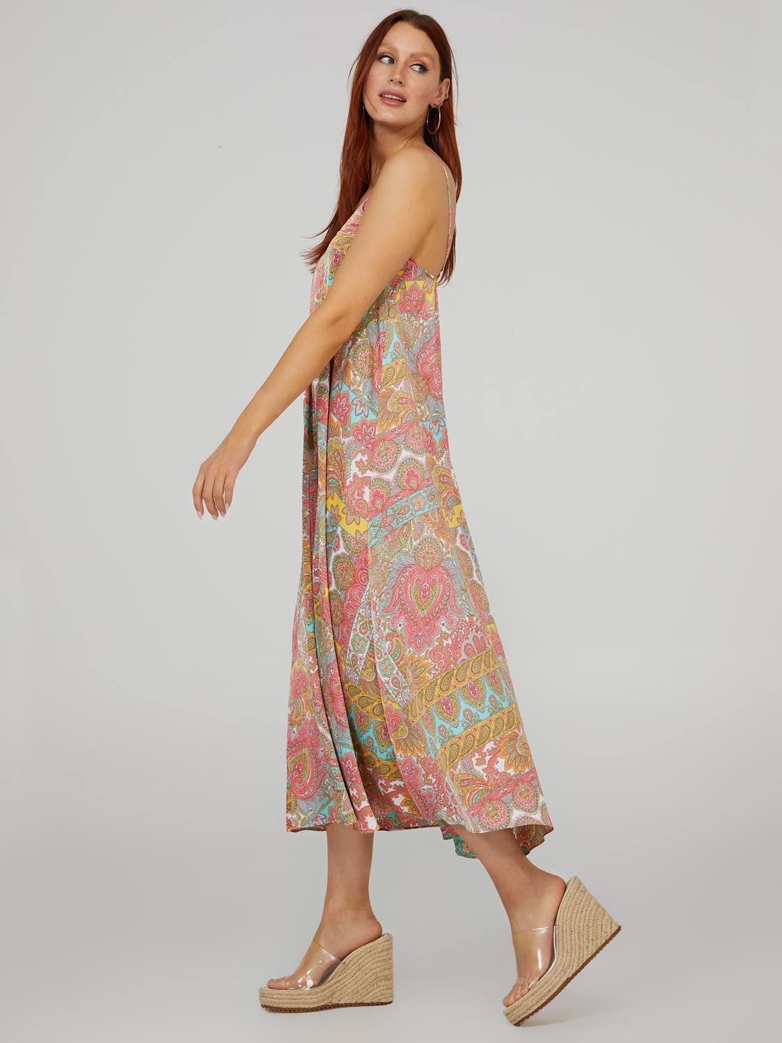 Paisley Print Satin V-Neck Maxi Dress sold by Suzy Shier product image thumbnail 5