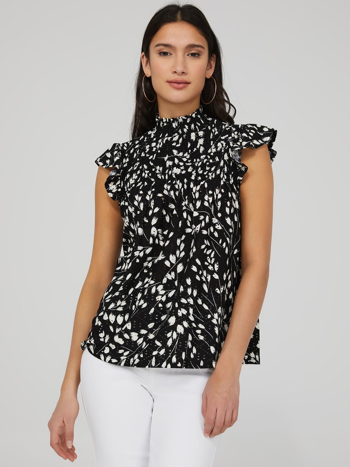 Printed Eyelet Mock Neck Top sold by Suzy Shier product image thumbnail 2